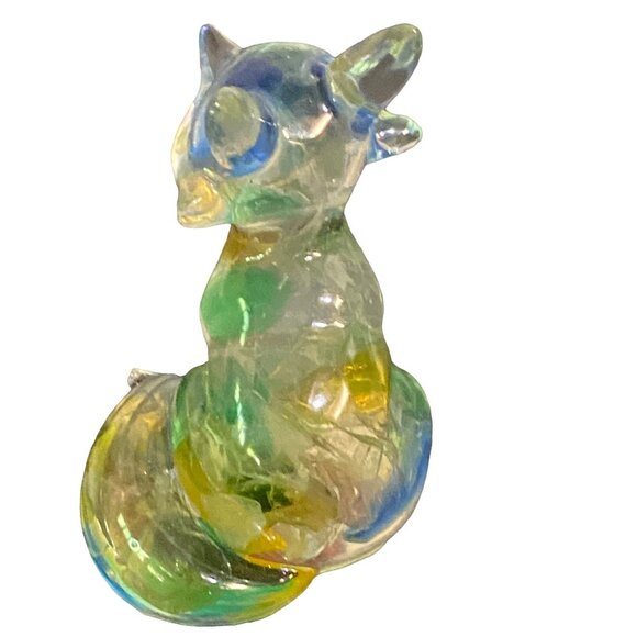 Handcrafted Rainbow Glass Resin Fox Figurine Art Sculpture - Picture 4 of 6